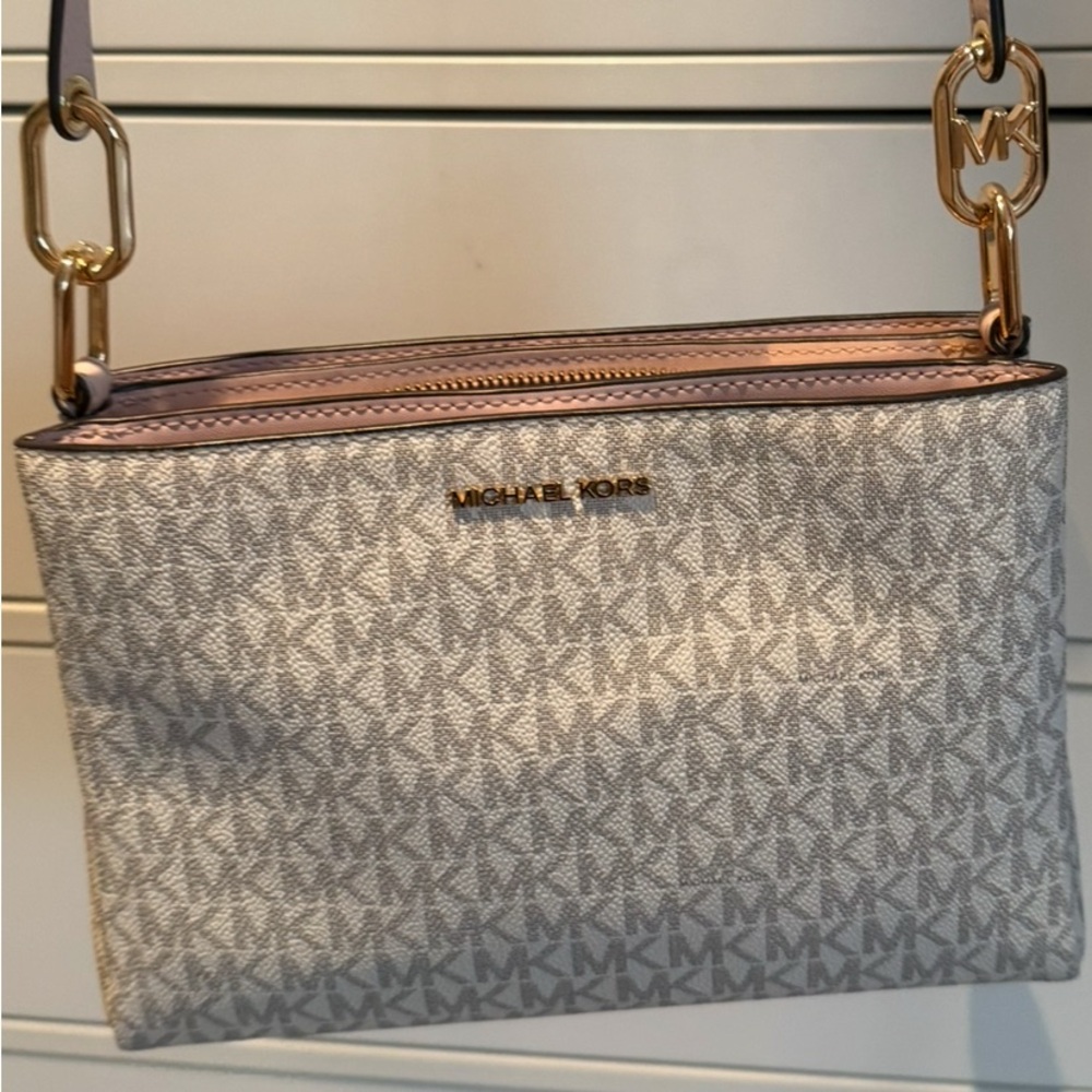 Michael Kors Cream Monogram Crossbody Bag